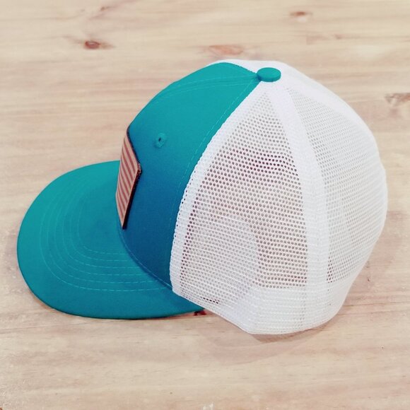 Fish Flag Patch Hat Cap Fishing Snap Back Mesh Adjustable Trucker Dad Green - Picture 5 of 13